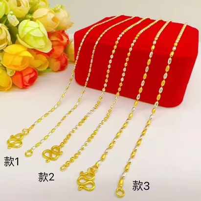 9999 genuine gold necklace 24K genuine gold retro women's clover heart-shaped inverted sweater necklace fashionable gold jewelry