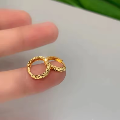 Shining Real 18k Gold Crushed Ice Ear Buckle for Woman High-quality Luxury AU750 Earring Party Banquet Jewelry 18K No Demolding