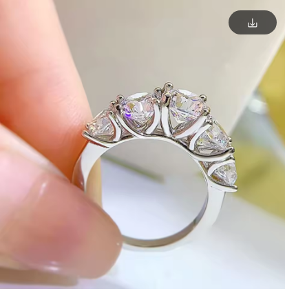3.6ct 5 Stones D Color VVS1 Moissanite Diamond Rings Women Anniversary Gift S925 Sterling Silver Row Ring Wedding Bridal Jewelry