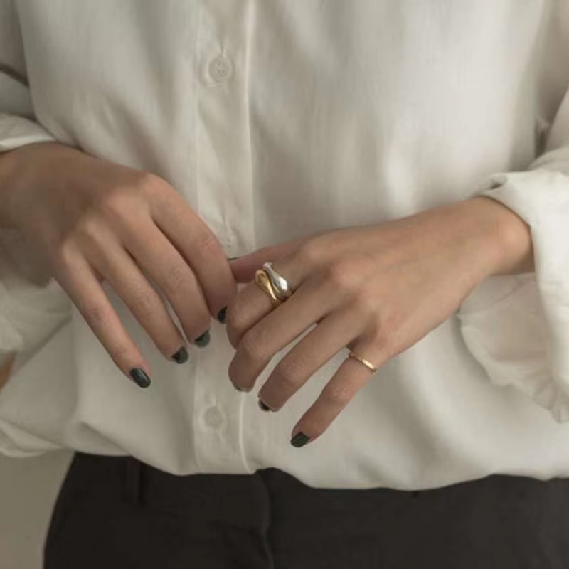 New Arrival Jewelry Geometric Stainless Steel Irregular Wavy Finger Ring for Women