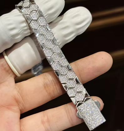 BXINY Full Moissanite Bracelets S925 Silver for Women Men Original Honeycomb Bangle Tested Pass Diamond Party Fine Jewelry Gifts